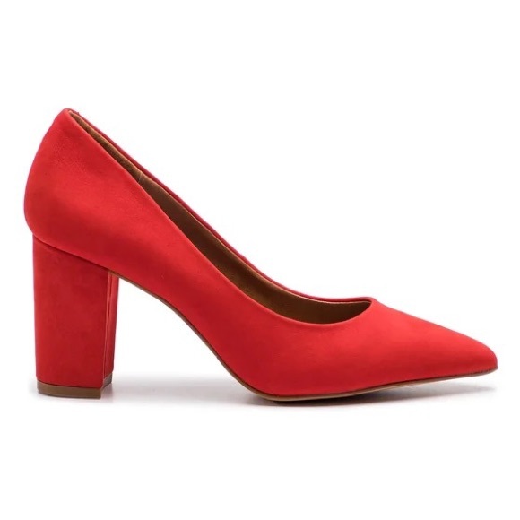 Steve Madden Ashlyn Red Suede Block Pumps | Size 8 - Picture 3 of 8